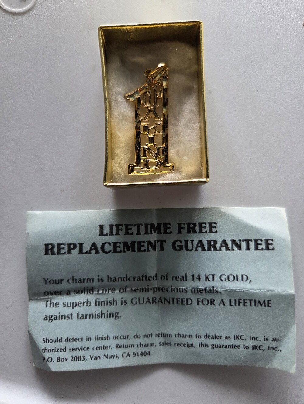 Gold Number 1 Of A Kind Charm Pendant - 14K Gold Finish